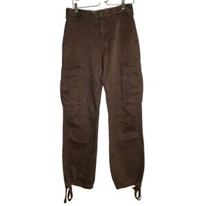 Zara Man Brown Cargo Utility Pants Relaxed Fit Mens Size 30 Adjustable Cuffs